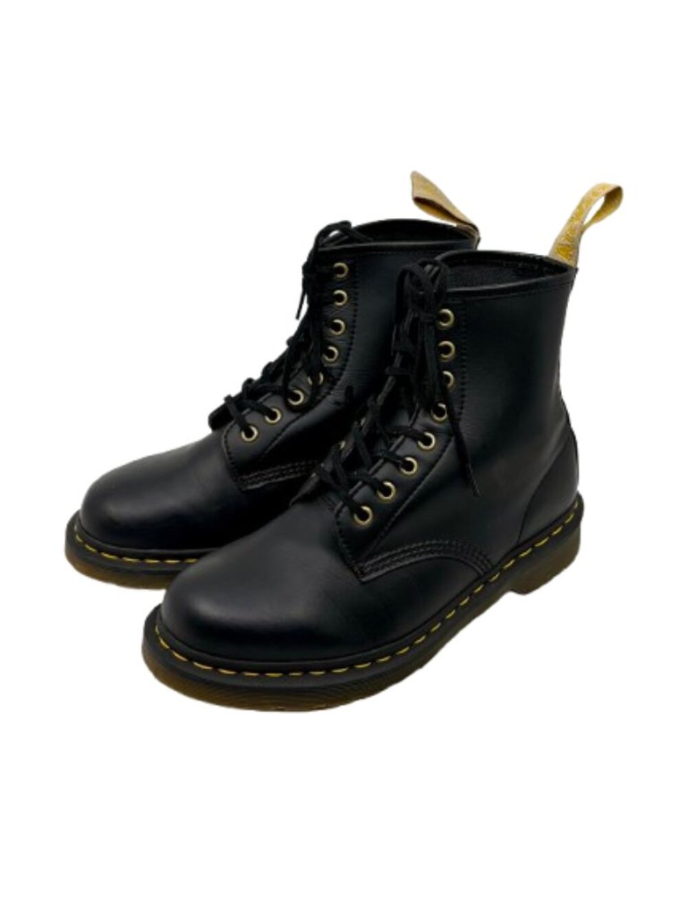 DR MARTENS~FELIX RUB OFF~BLACK VEGAN LEATHER LACE UP BOOTS~Ladie's 8 NEAR NEW